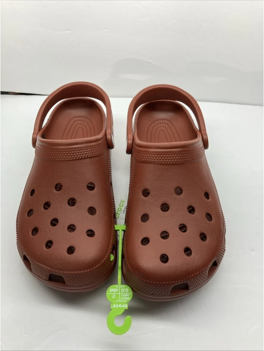 Crocs Mens Size 9 Women’s 11 Classic Clogs Rust Brown 10001-862 NEW